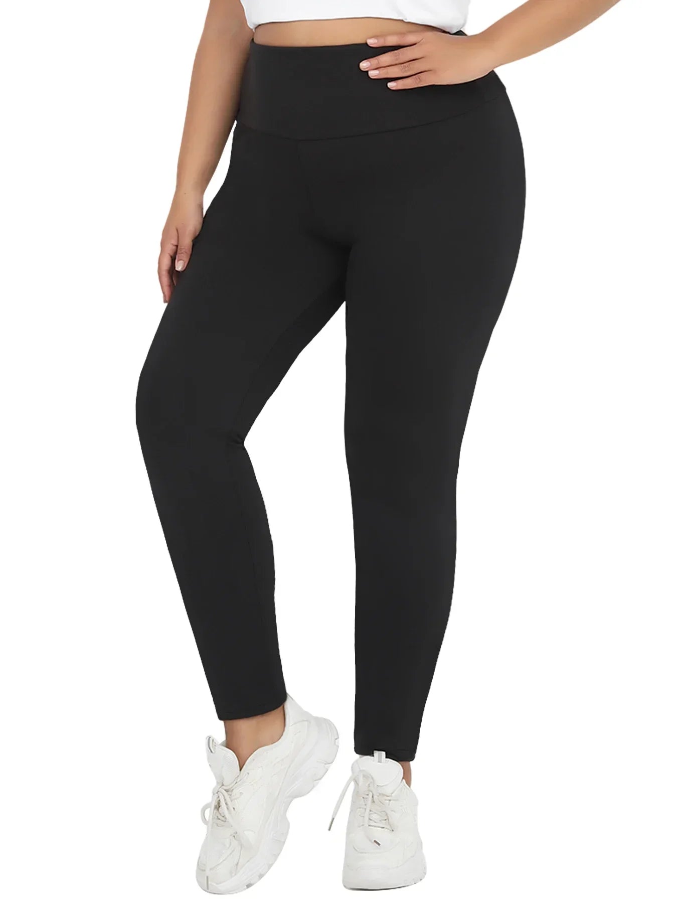 Plus Size Thermal running leggings with fleece interior for women/Low Rise design provides warmth and comfort for winter