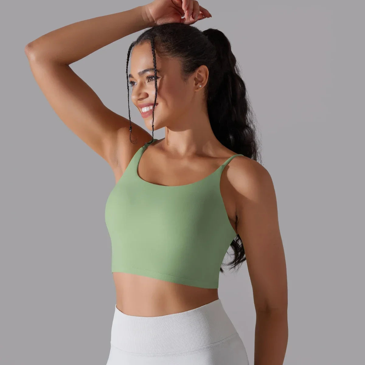 Solid Color Yoga Sports Bra Women Fixed Padded/Slim Gym Fitness Workout Undershirt Top