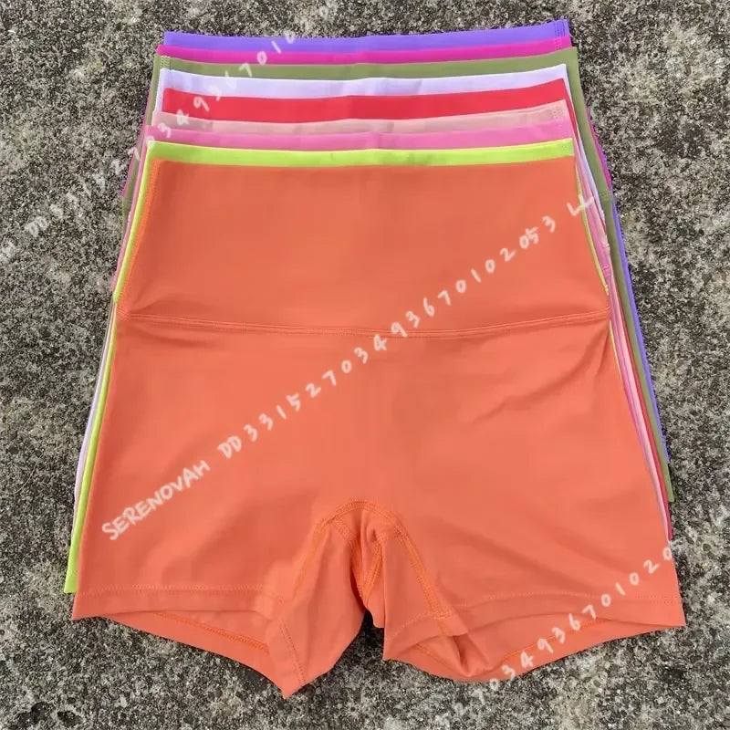 Solid Color Women Fitness Sport Shorts High Waist Athletic Yoga Shorts/Leg Cycling Comprehensive Training Jogging Squat