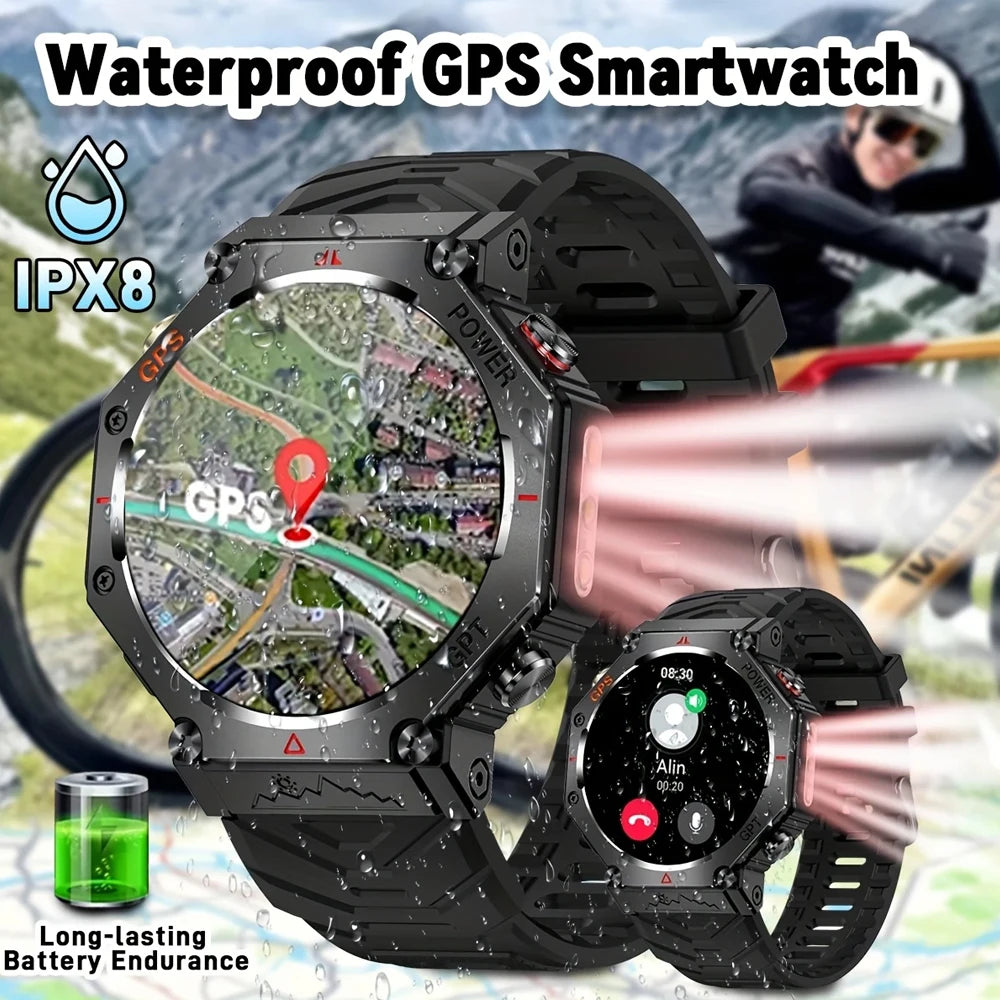 SENBONO Built-in GPS Smart Watch Men Bluetooth Call 3ATM Waterproof/Military Sport Smartwatch With AI GPT Compass Watch for Men