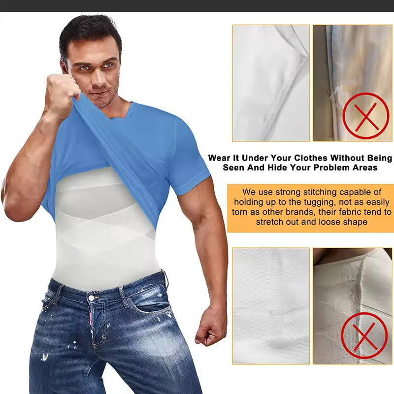 Men's Shapewear Tank Top Gym Sleeveless Vest Cross Mesh Suit/Compression Shirt for Men Slimming Undershirt Tummy Control Body