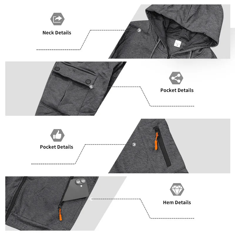 Men's Lightweight Insulated Winter Jacket With Hood Casual Windproof/Zipper Collar Jacket, Golf Windproof Hooded Jacket