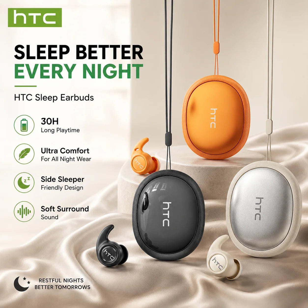 HTC NE76 OWS wireless earbuds with intelligent AI translation/50-hour battery life, low latency for music, the desk, sleep, and sport