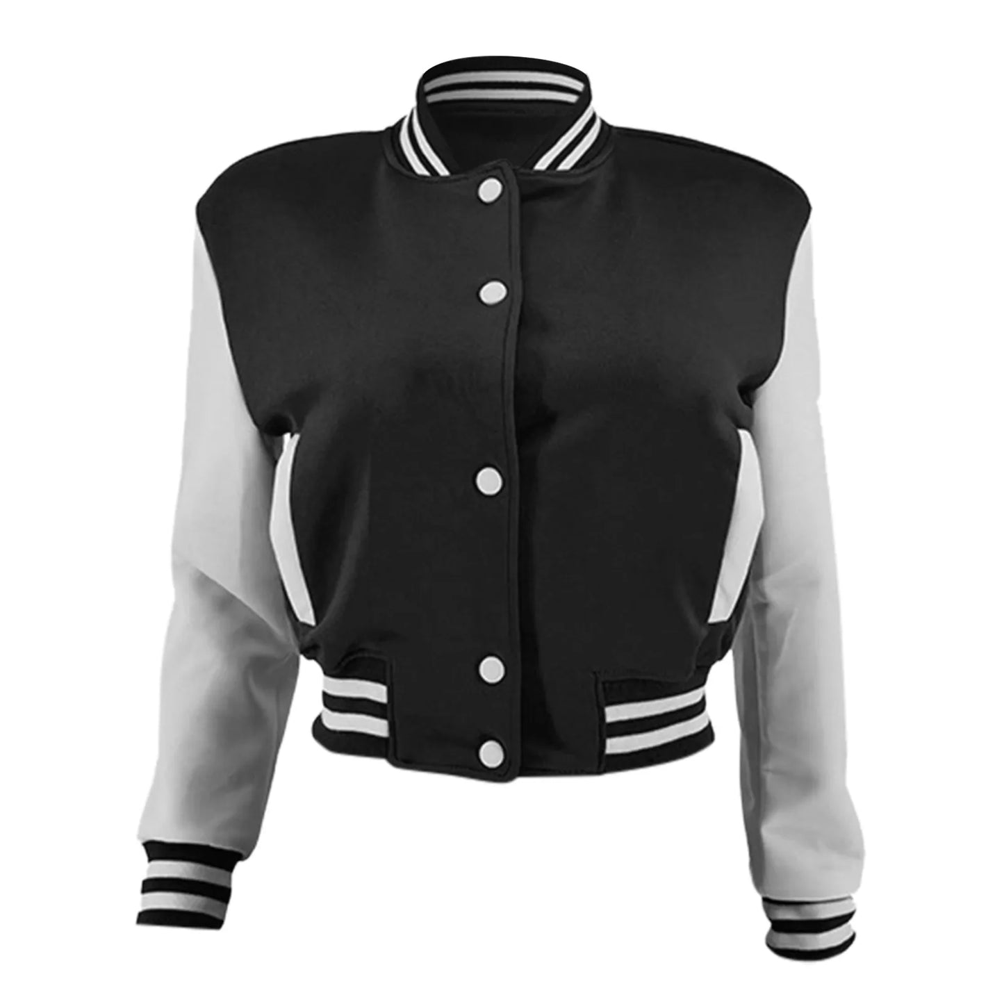 Y2K Baseball Coats Fashion Fall Short Jackets For Women/Patchwork Button Cropped Coat