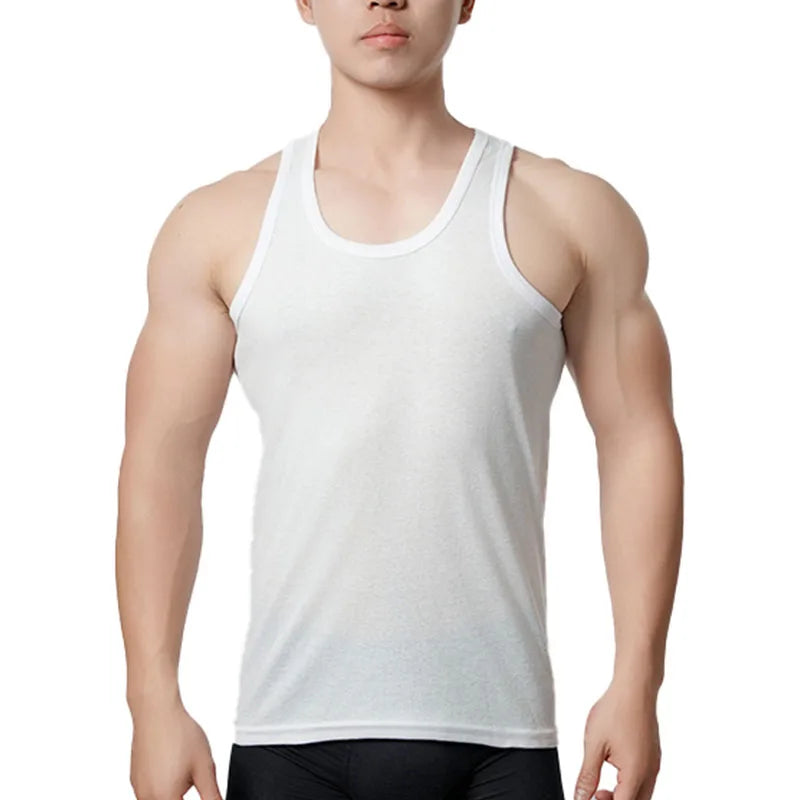 3pcs Pure Cotton Men Four Seasons Vest Simple Fit/Sports Fitness T-shirt Middle-aged Casual Sleeveless Tops L-4XL