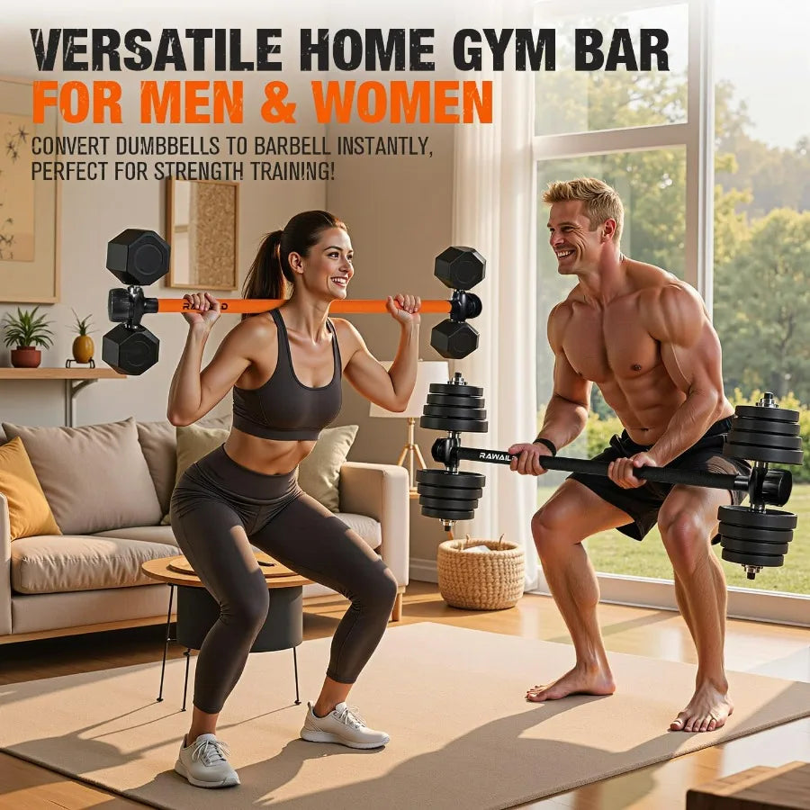 Dumbbell Converter, Convert Dumbbells to Barbell Set Weight Bar/for Bench Presses, Squats Hip Thrust Deadlifts