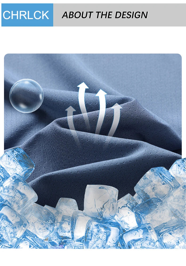 CHRLCK Men's Running Quick Drying T-shirts Breathable Hiking/Fishing Tees Soft Elasticity Outdoor Sports Short Shirt Summer