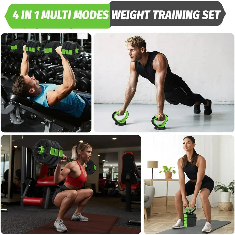 88lbs Adjustable Dumbbells Set 4 in1 Free Weight Dumbbell Set of 2/Used as Barbell Kettlebells Fitness Exercises for Home Gym