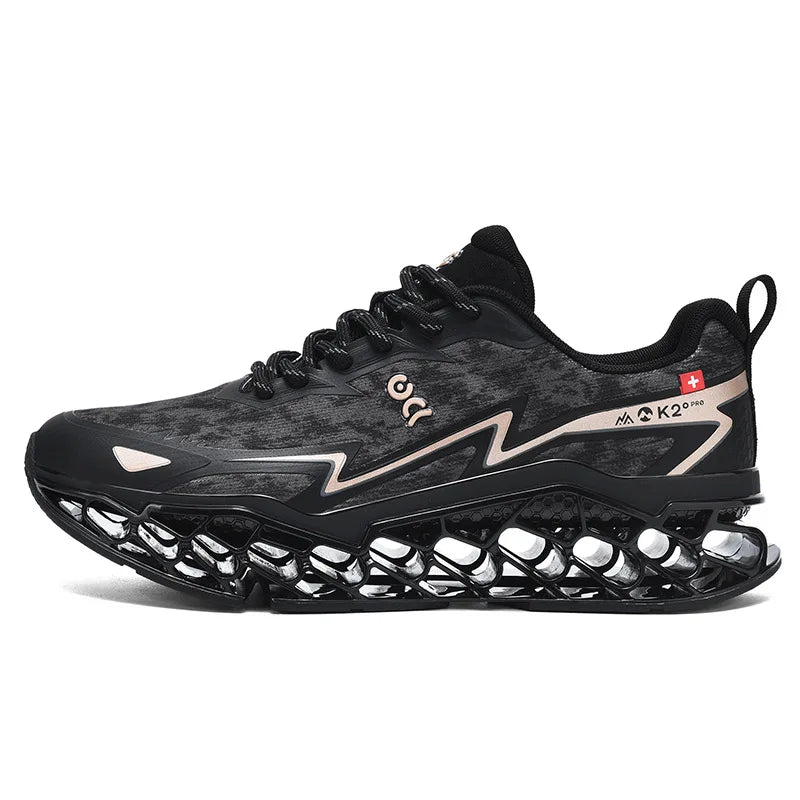 New Summer Men's 3D Printed Running Shoes Breathable Mesh/No-Lace-Up Thick-Soled, Shock-Absorbing Sports Shoes