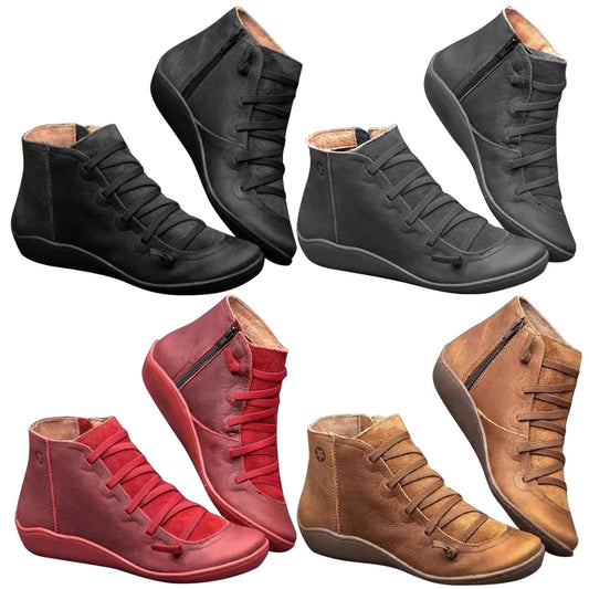 Flat Bottom Short Boots Motorcycle Ankle Boots/Women High-top Barefoot Shoes Winter