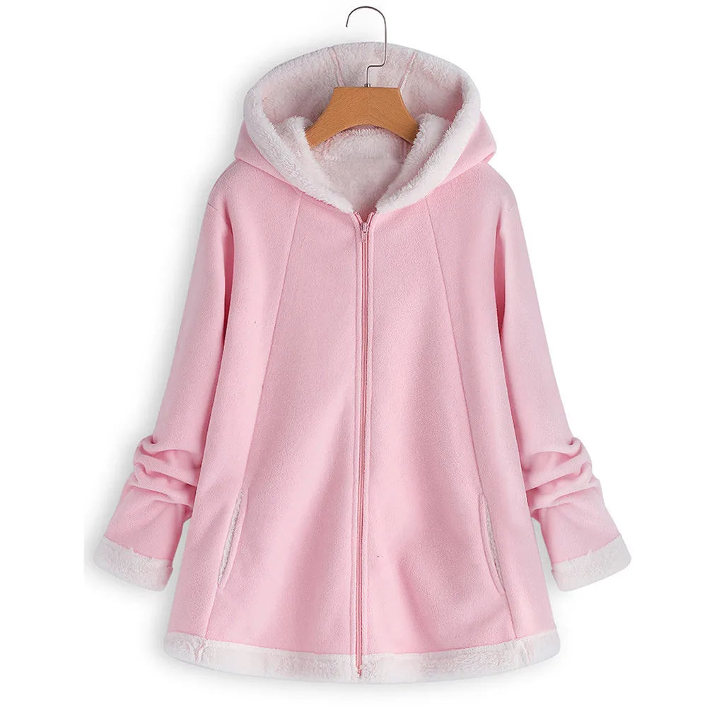 Women Plush Fleece Jackets Coat Fashion Autumn Winter/Women's Overcoat Zipper Outwear Jacket Female Casual