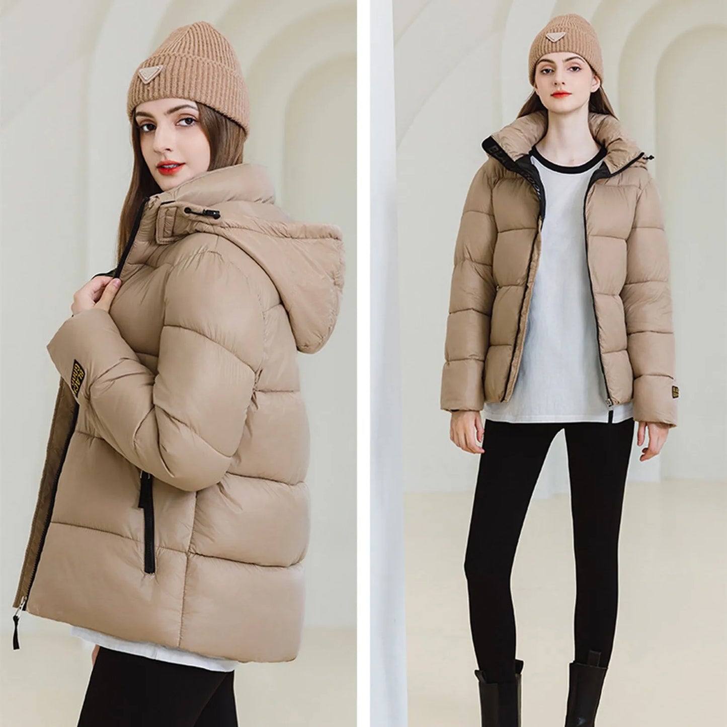 Winter Women Warm Cotton Down Coats Jacket Fashion/Lightweight Puffer Coats Female Korean Slim Fit Hooded Jackets Parkas