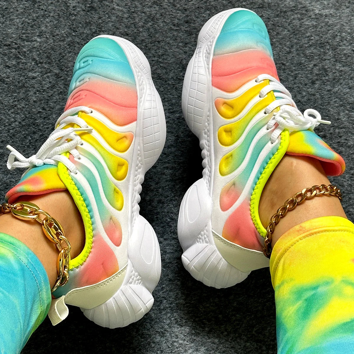 Women Sneakers Fashion Rainbow Color Platform Shoes Casual/Walking Shoes Comfortable Outdoor Ladies Vulcanized Shoes
