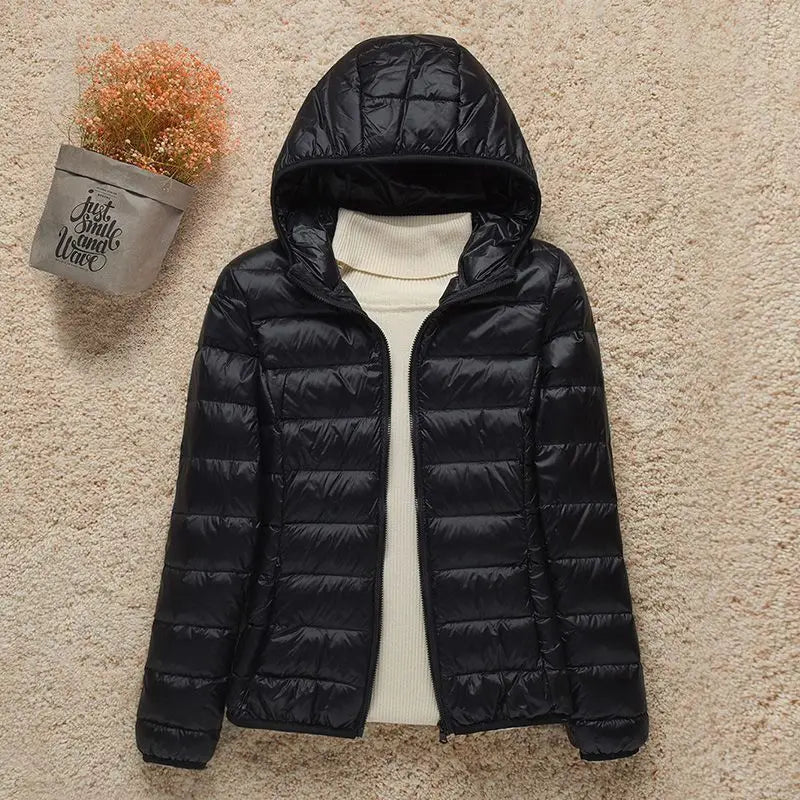 New Spring Autumn Jackets Fashion Women Long Sleeve Ultra Packable/Hooded Down Coat Office Lady Commute Puffer Outerwear