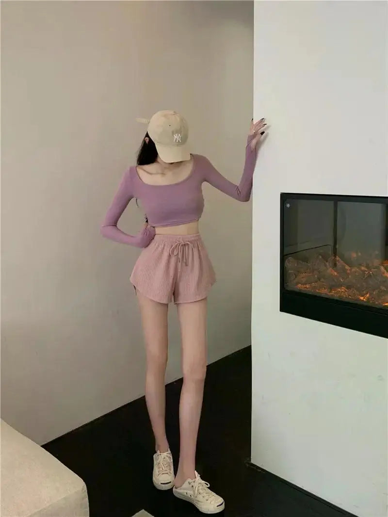 Women Gym Fitness Running Shorts Women's Summer Thin Style Loose/Casual Large Size Wide Leg High Waist A-word Sports Hot Pants