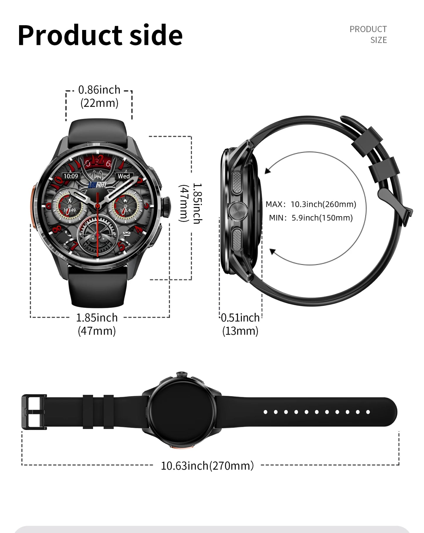 LOKMAT APPLLP 3 Android Smart Watch Amoled Round Screen/Retaining Camera Wifi 4G Watch Phone App Download with Quick Charging