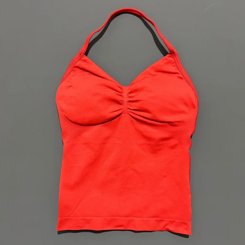 Histello Longline Strappy Top Women Sports Yoga Vest Fitness Tank Top/Gym Beautiful Open Back Bra Running Workout Halter