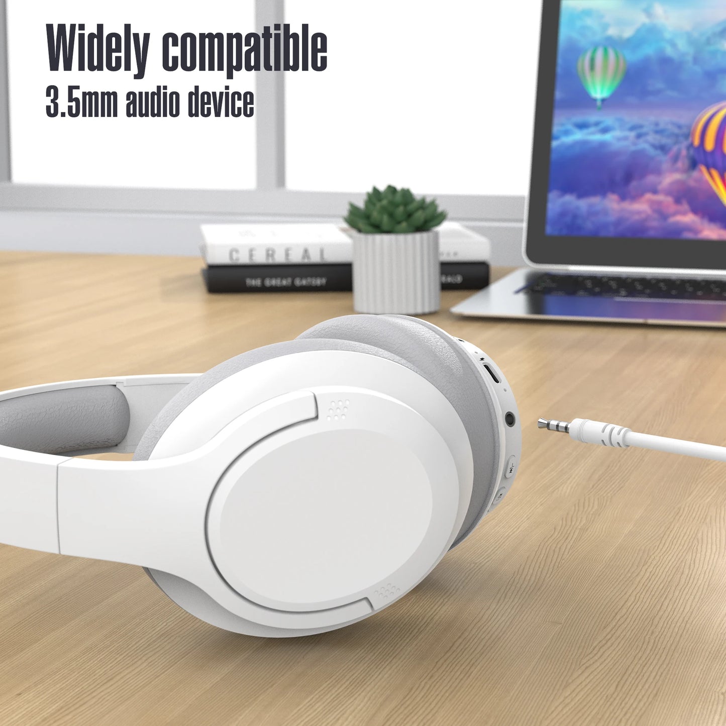 Bluetooth Wireless Over-Ear Headphones with 48H Playtime/and with Microphone, HiFi Stereo Foldable Lightweight Headphones