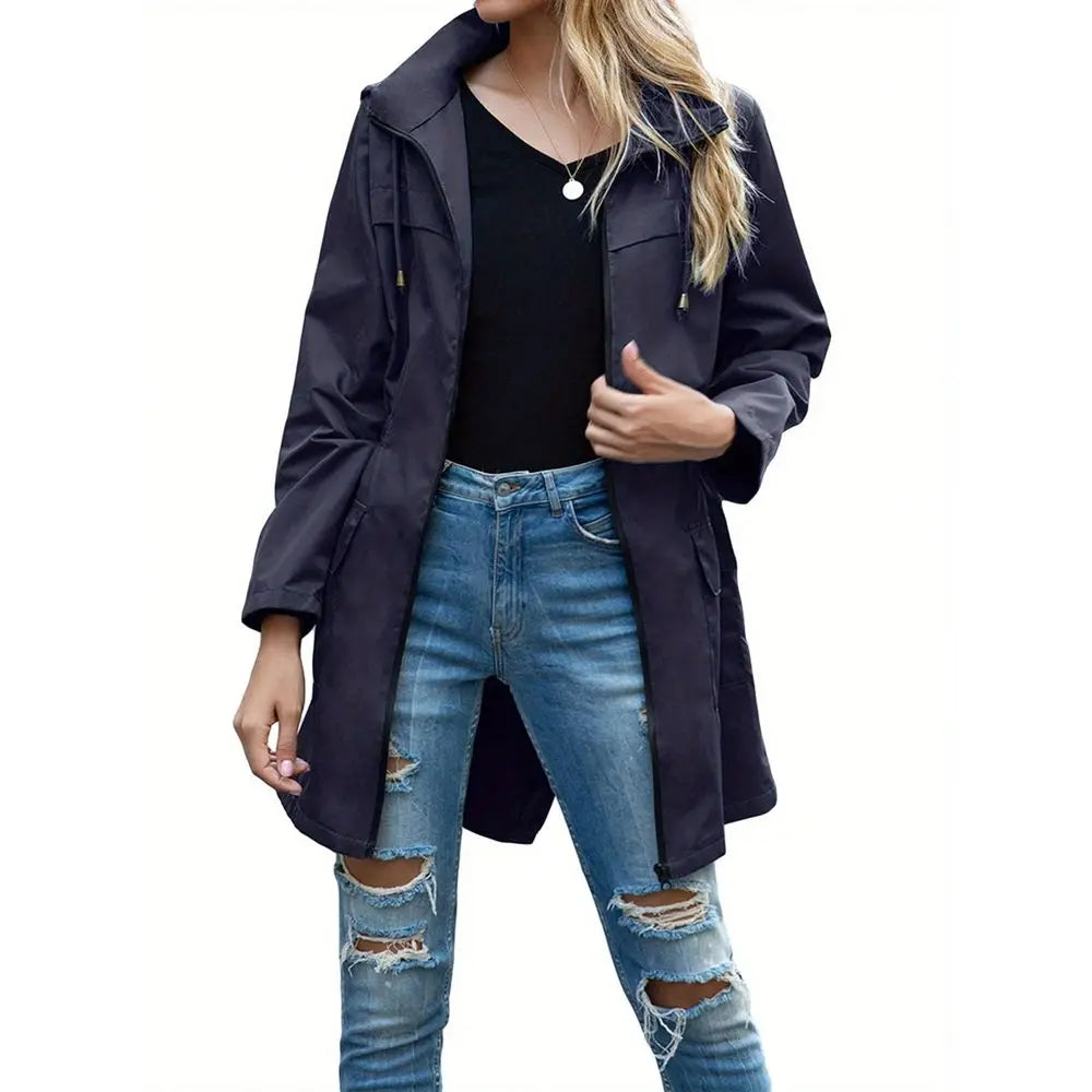 Light Rain Jacket Waterproof Active Outdoor Trench Raincoat/With Hood Ladies Lightweight Windproof Windbreaker