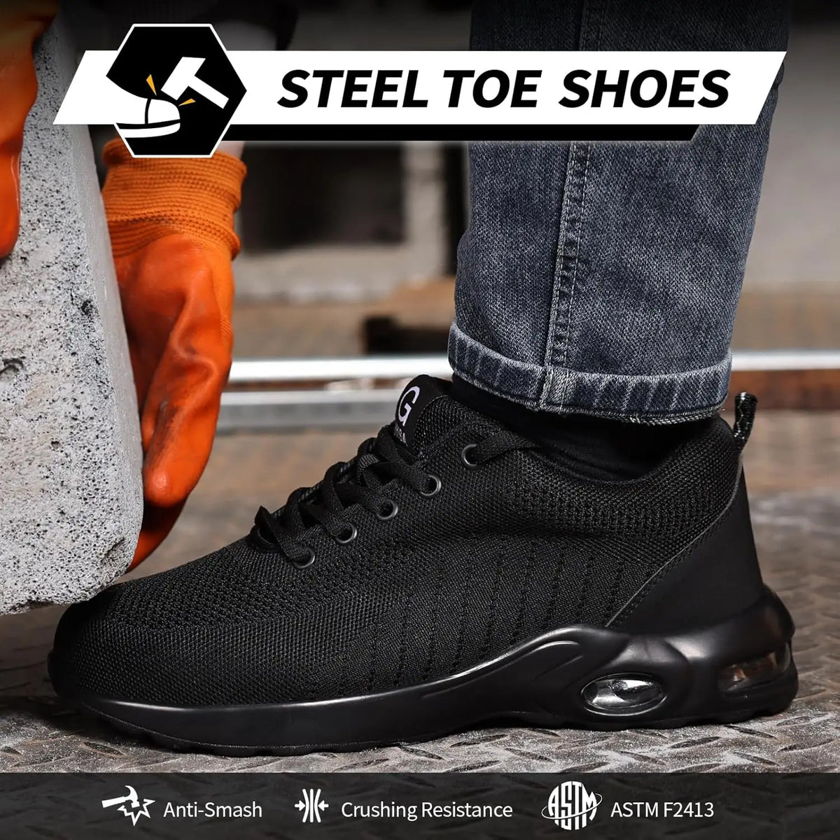 Wear Resistant Durable Steel Toe Work Shoes for Men Impact Resistant/Steel Toe Cap Lightweight Comfortable Industrial Safety Shoes