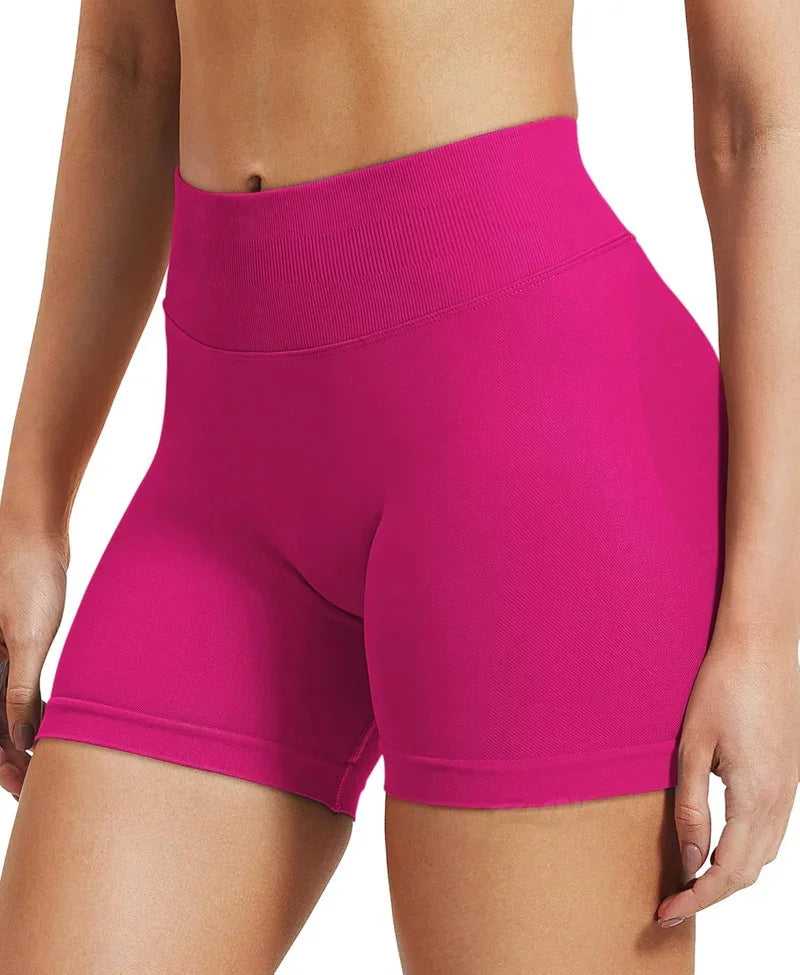 Seamless Shorts 4.5" Ribbed Yoga Shorts Women Flex Gym Shorts/Booty Running Short Butt Lifting Workout Pants