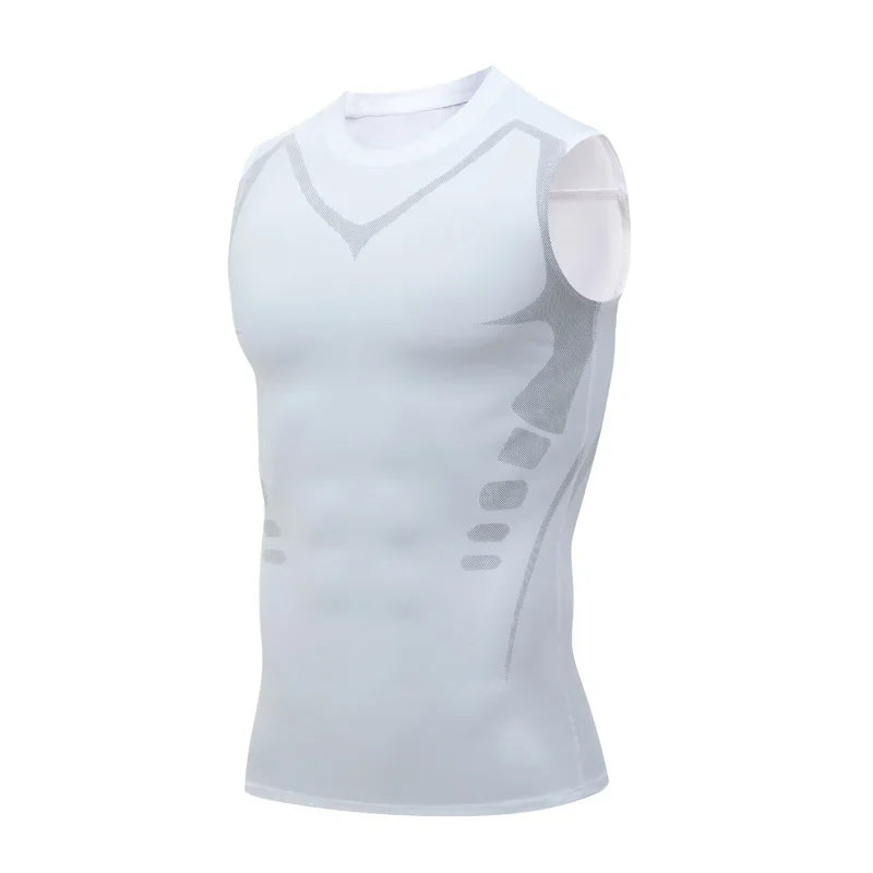 New Fashion Trends Summer Men Shapewear Ionic Shaping Vest Sleeveless Shirt Tight Compression Shirts Tank Top Breathable Ice Silk Vest