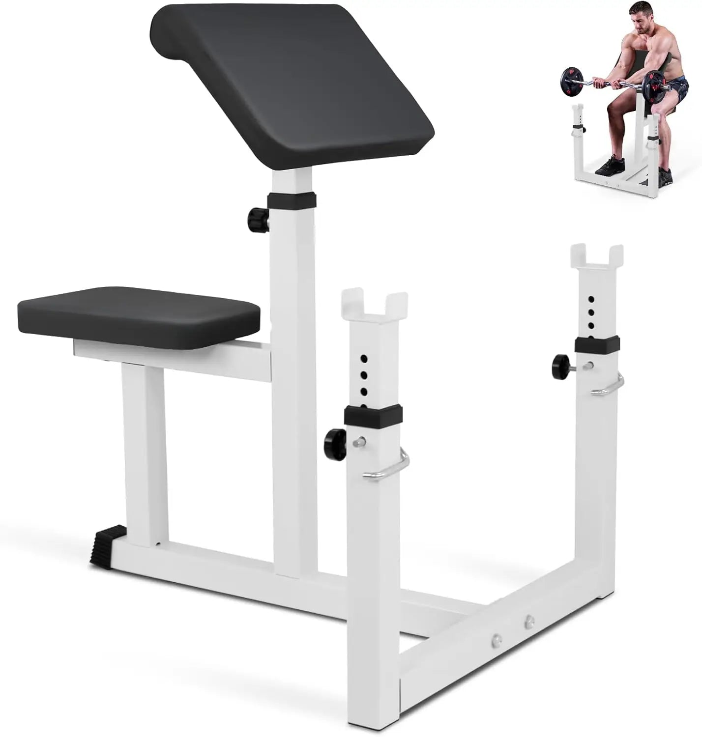 Preacher Curl Weight Bench Adjustable for Arm Curling Strength Training/Isolated Barbell Dumbbell Bicep Triceps Muscle Seated Ben