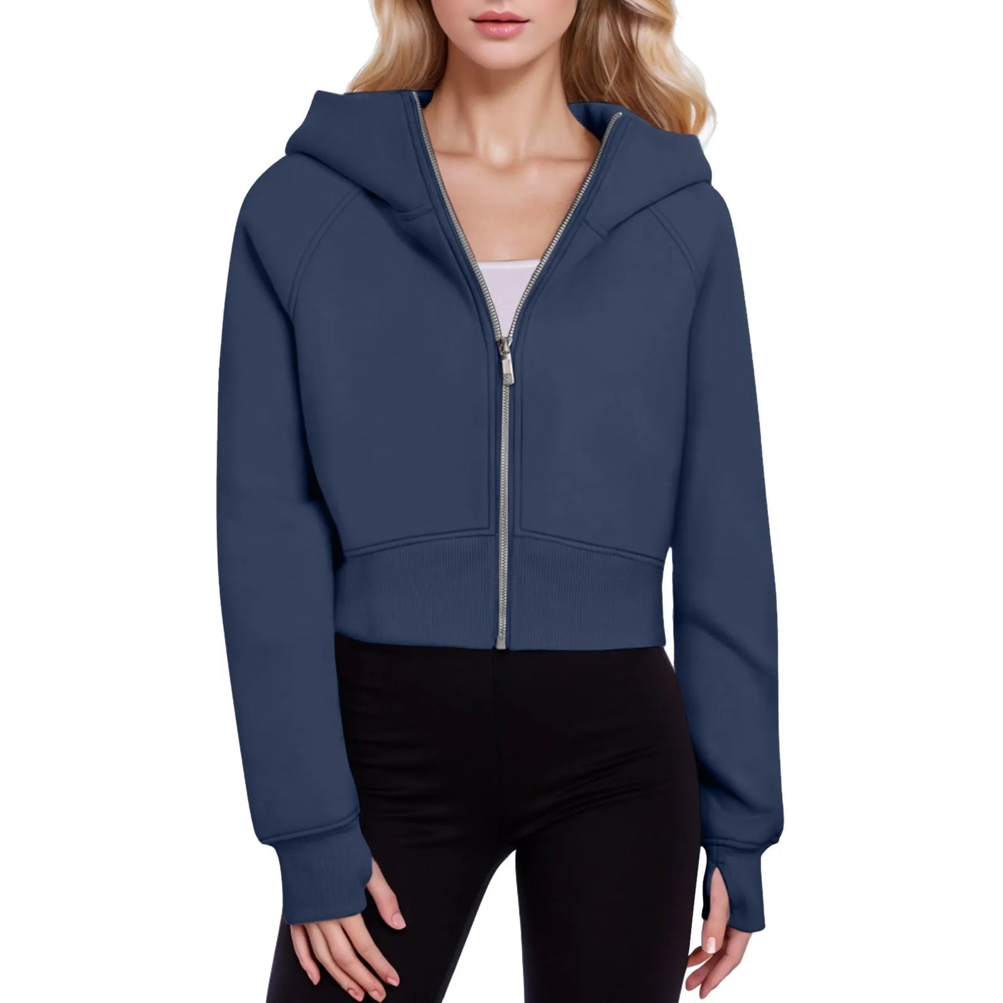 Women's Zip Up Cropped Sweatshirts Jacket Fall Outfits/Casual Long Sleeve Outerwear Tops Winter Fall  Jackets