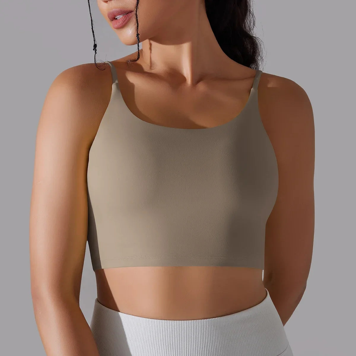 Solid Color Yoga Sports Bra Women Fixed Padded/Slim Gym Fitness Workout Undershirt Top