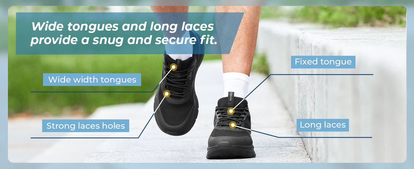 Men's Running Shoes Wide Toe 2E Lightweight Non-Slip Walking/Sport Shoe Cushioning Slip-On Comfortable Breathable Sneakers