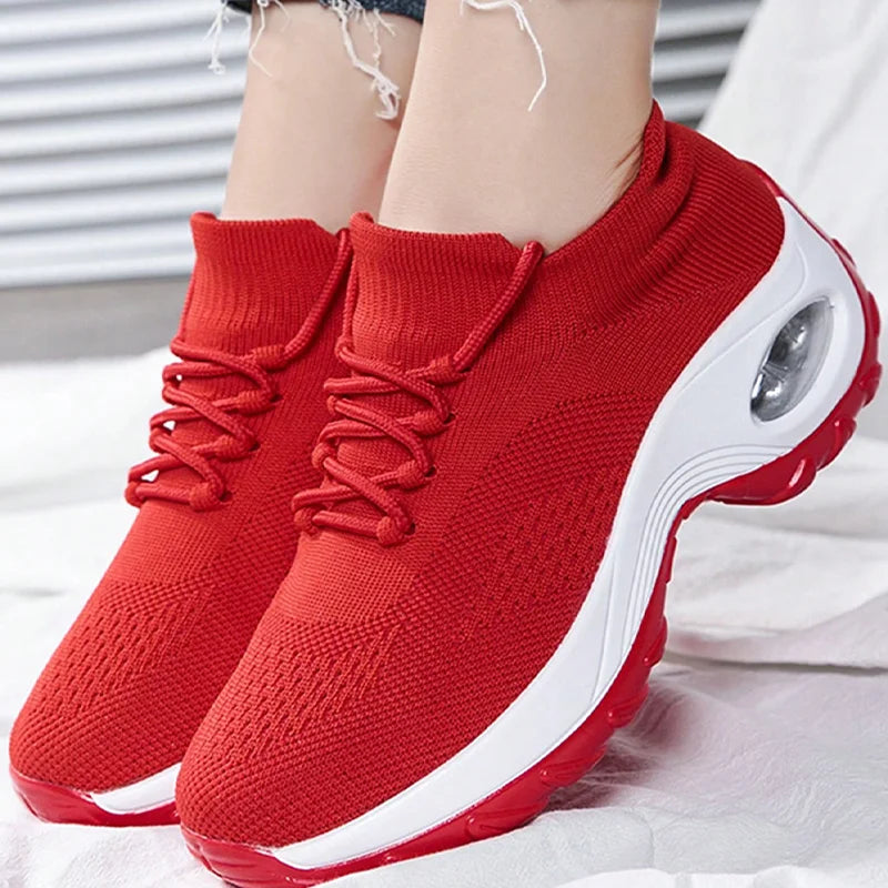 Summer Women Sneakers Outdoor Running Air Cushion/Sport Shoes Increase Height Breathable Walk Shoes