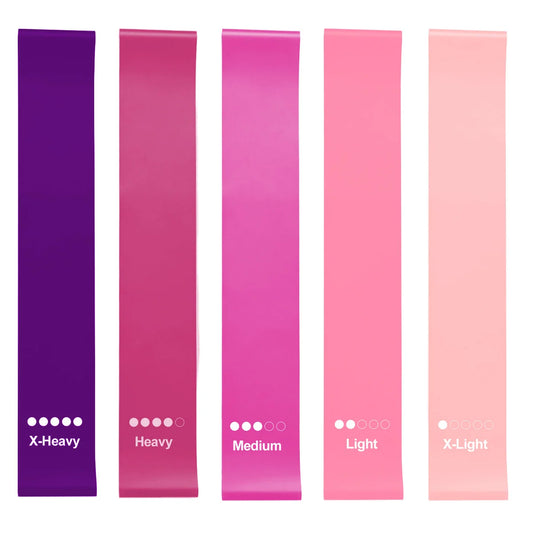 Set of 5 Resistance Exercise Loop Bands/Fitness Yoga Resistance Band TPE Pink