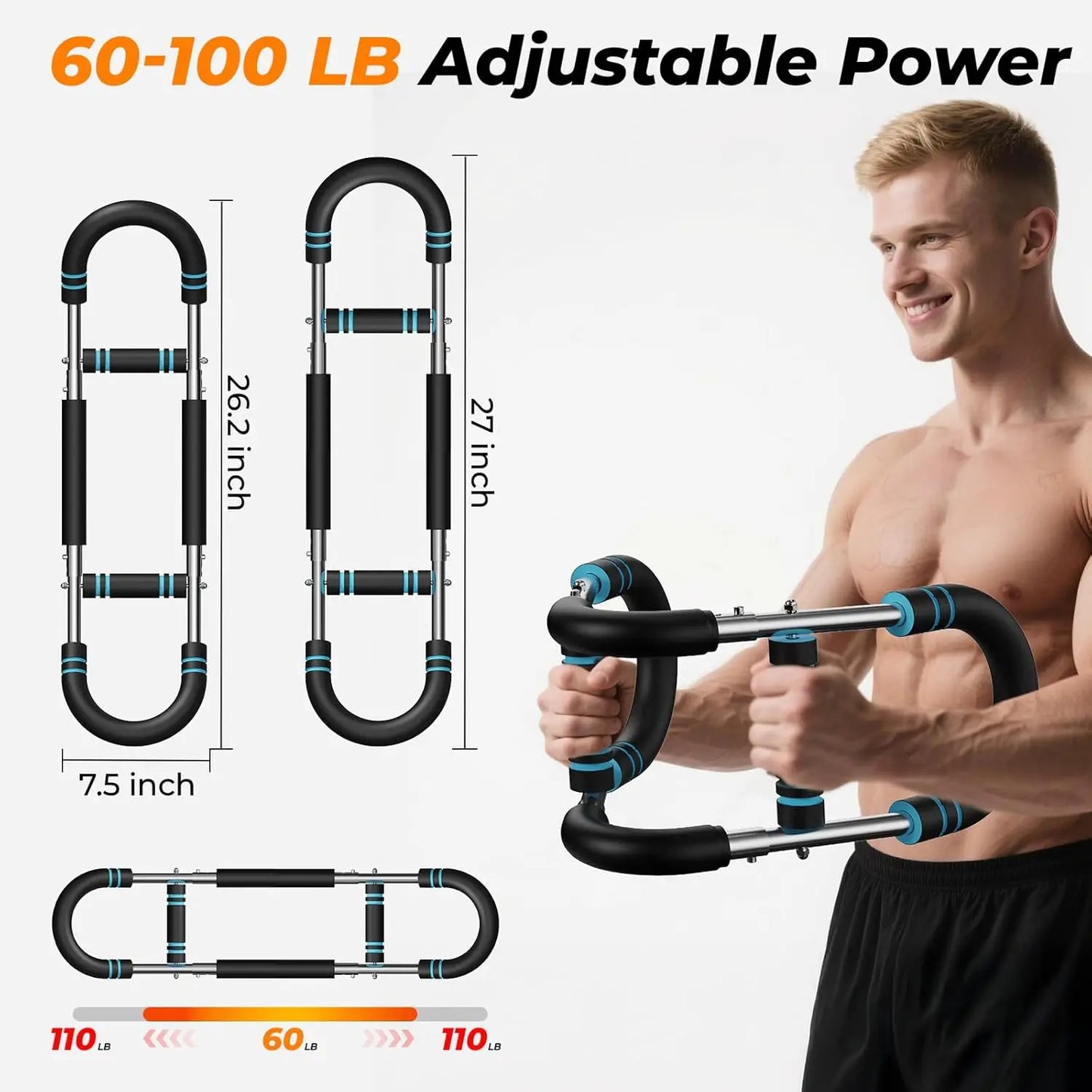 U Shape Arm Trainer Hand Gripper Non-Slip Grip 60-100lb Power/Twister Bar Fitness Equipment for Gym Home Muscle Exercise