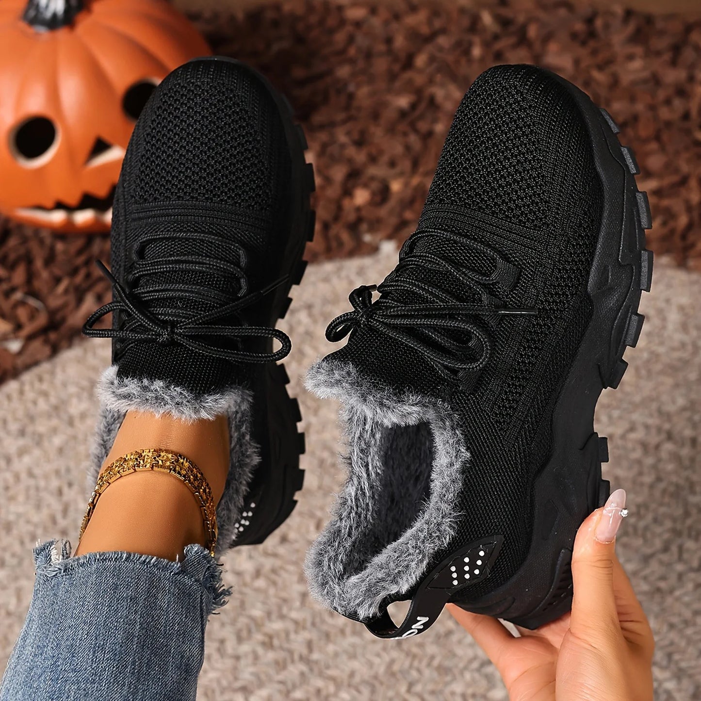 Sneakers Women's Winter Warm Sports Shoes Non Slip Soles/Suitable for Cold Weather Outdoor Walking Sports Shoes Ladies Sneakers
