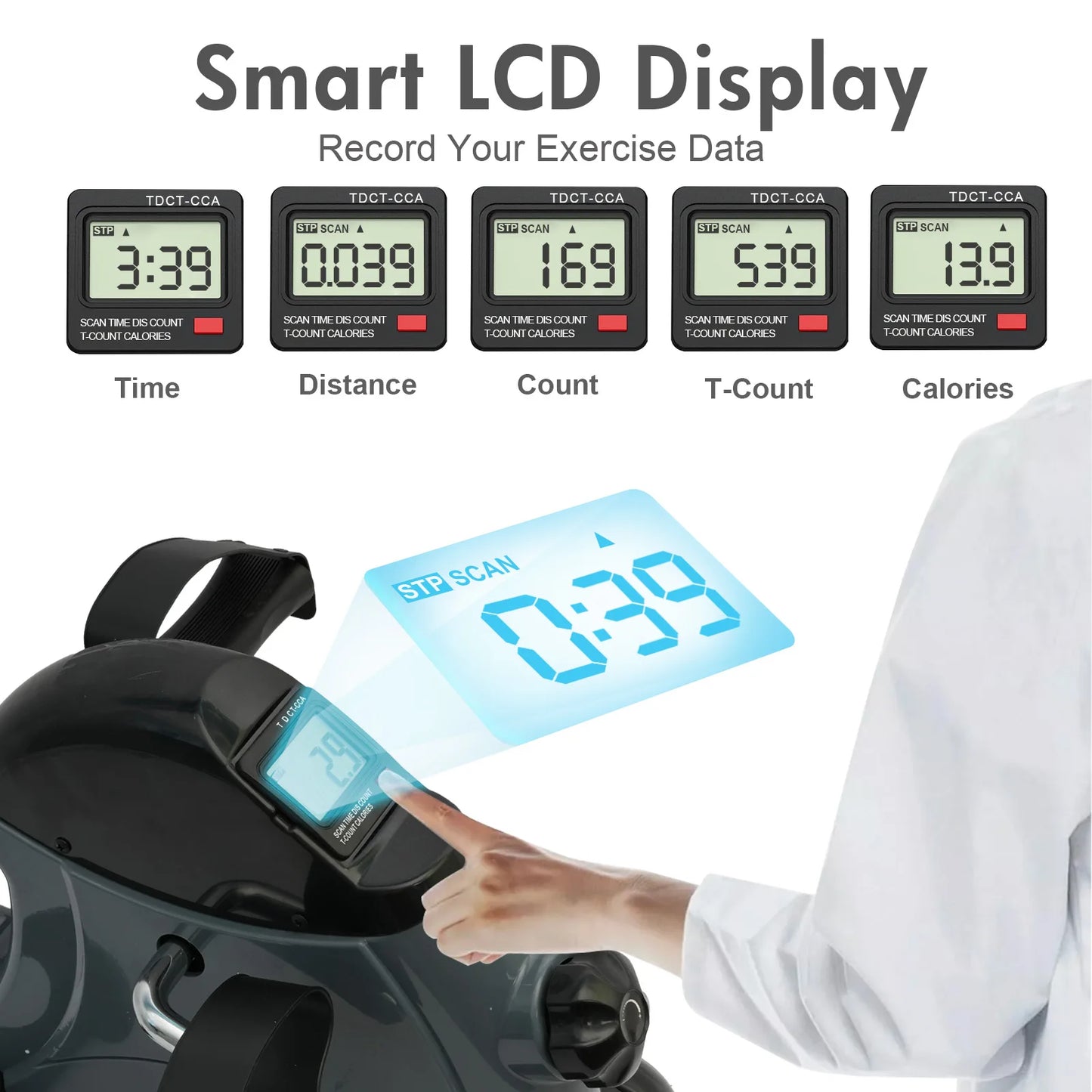 Mini Under Desk Pedal Exerciser Bike Multi-Function Motorized Digital/With LCD Screen Display for Leg Arm and Knee for Elderly