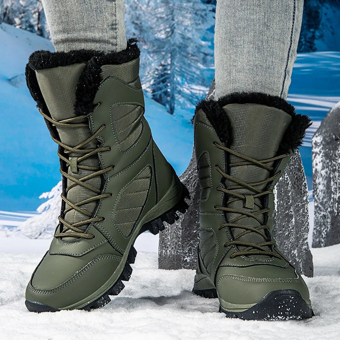 Women's Winter Snow Boots Plaid Women's Snow Boot Lace Up/Warm Shoes Outdoor Water Proof Winter Boots For Women