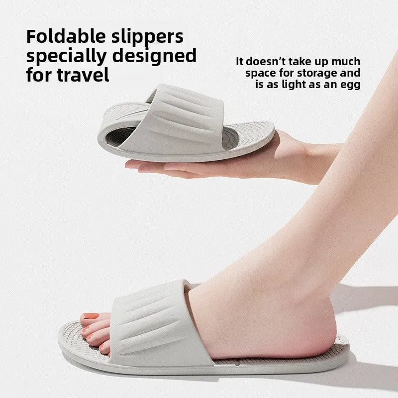 Foldable Travel Slippers for Men & Women Portable Hotel Bathroom Sandals/Packable Beach Shoes for Shower & Pool New Design