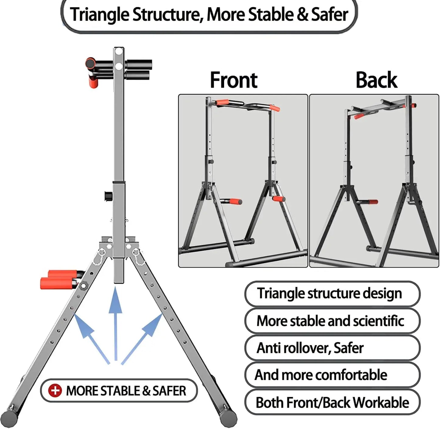 Foldable Power Tower Dip Station Pull Up Bar Station Adjustable/Multifunction Fitness Tower Station Training Equipment