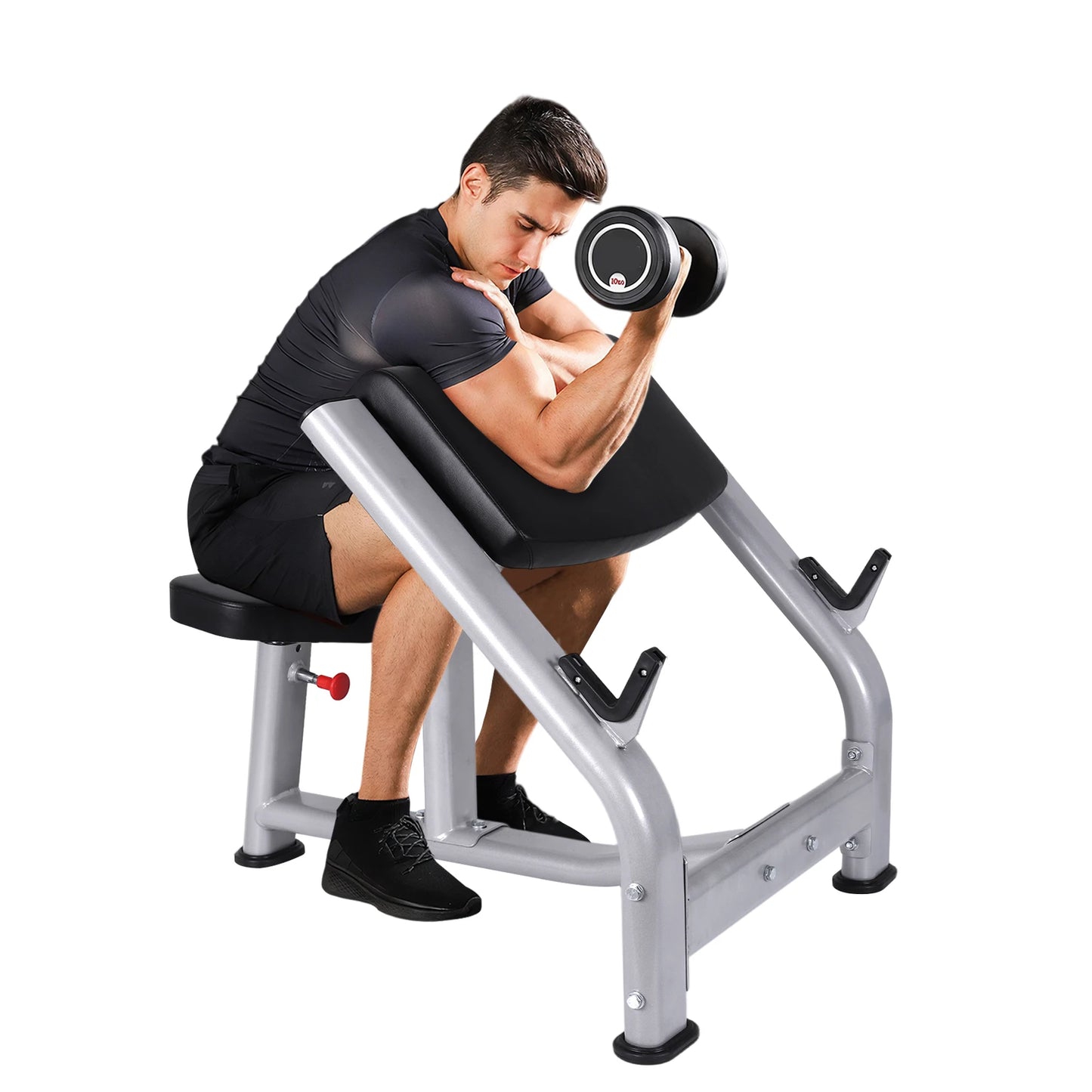 Weight Training Equipment with Adjustable Seat Seated Barbell/and Dumbbell Biceps Station for Home Gym Strength Training