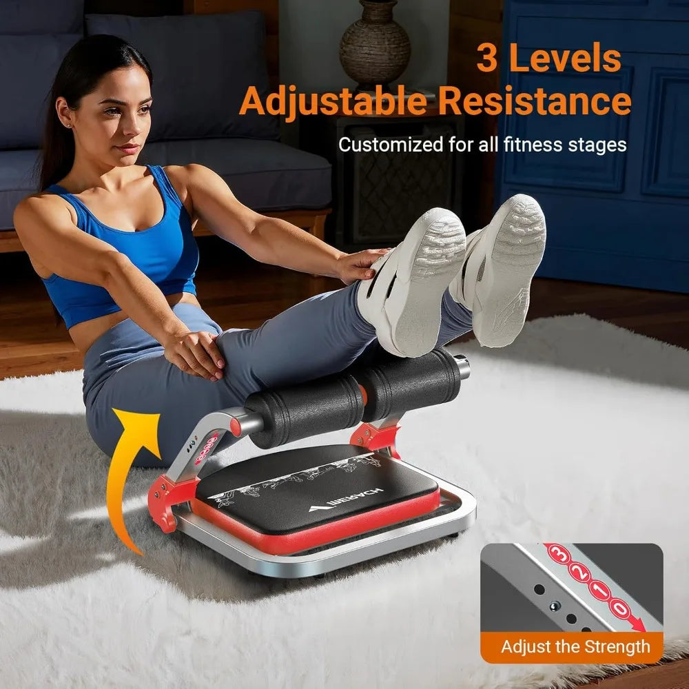3-Level Adjustable Ab Machine, Auto-Rebound Core Trainer for Home Gym/Full Body Workout Equipment for Beginners & Advanced