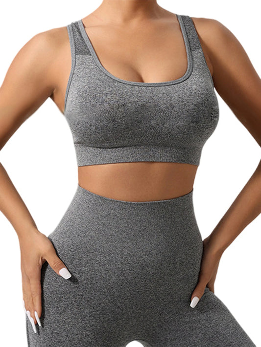 Women Workout Sets 2 Piece Stretchy Sports Bra and High Waisted/Seamless Workout Shorts Sets Gym Clothes