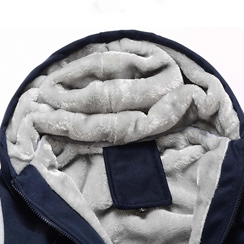 Winter Jacket Men Warm Coat Thick Fleece Male Zipper Hooded Jackets/Casual Hooded Sportswear Outerwear Long Sleeves Sports