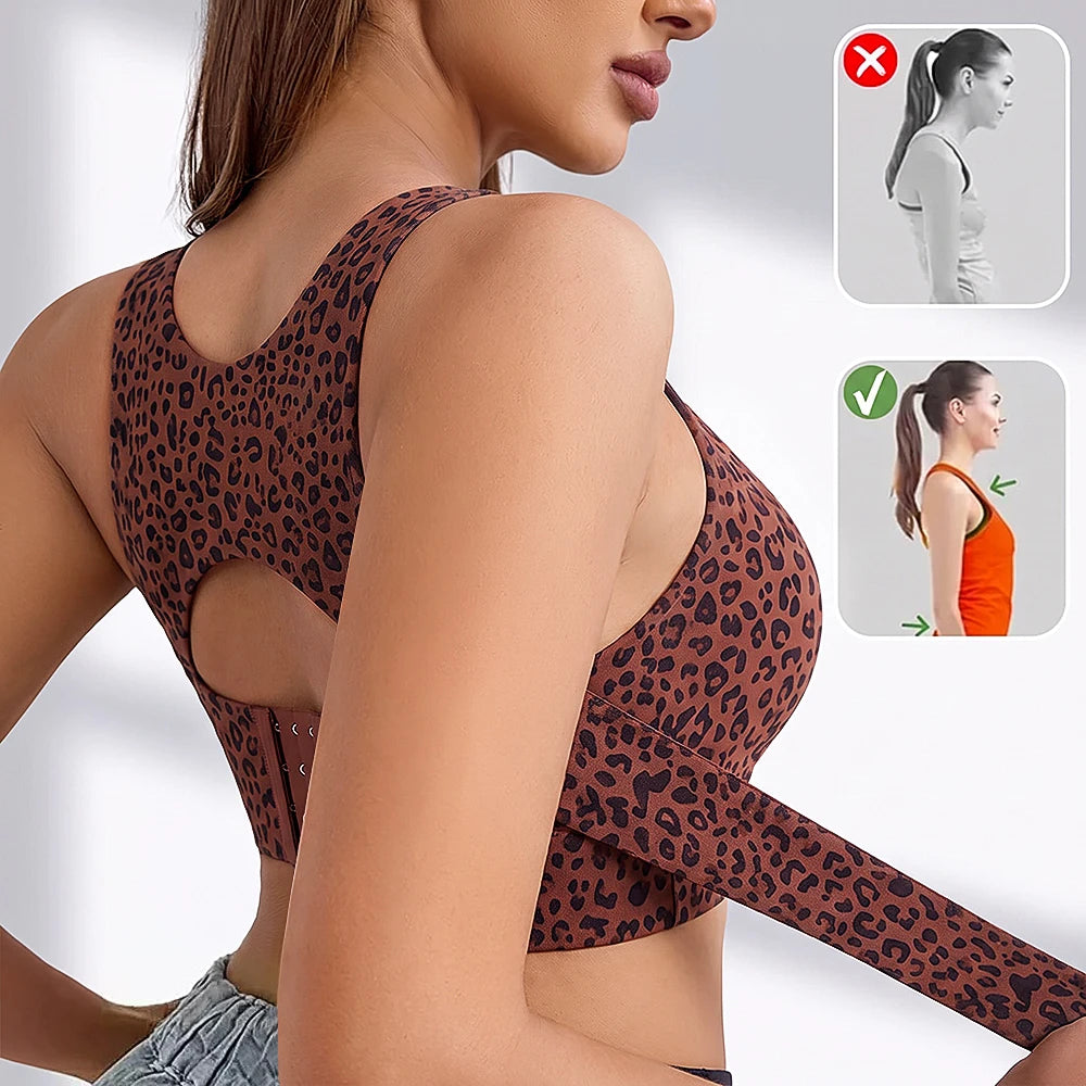 Women Wireless Posture Bra, Front Closure Cross Back Design/Wide Strap Full Coverage Back Support Comfort Daily Underwear