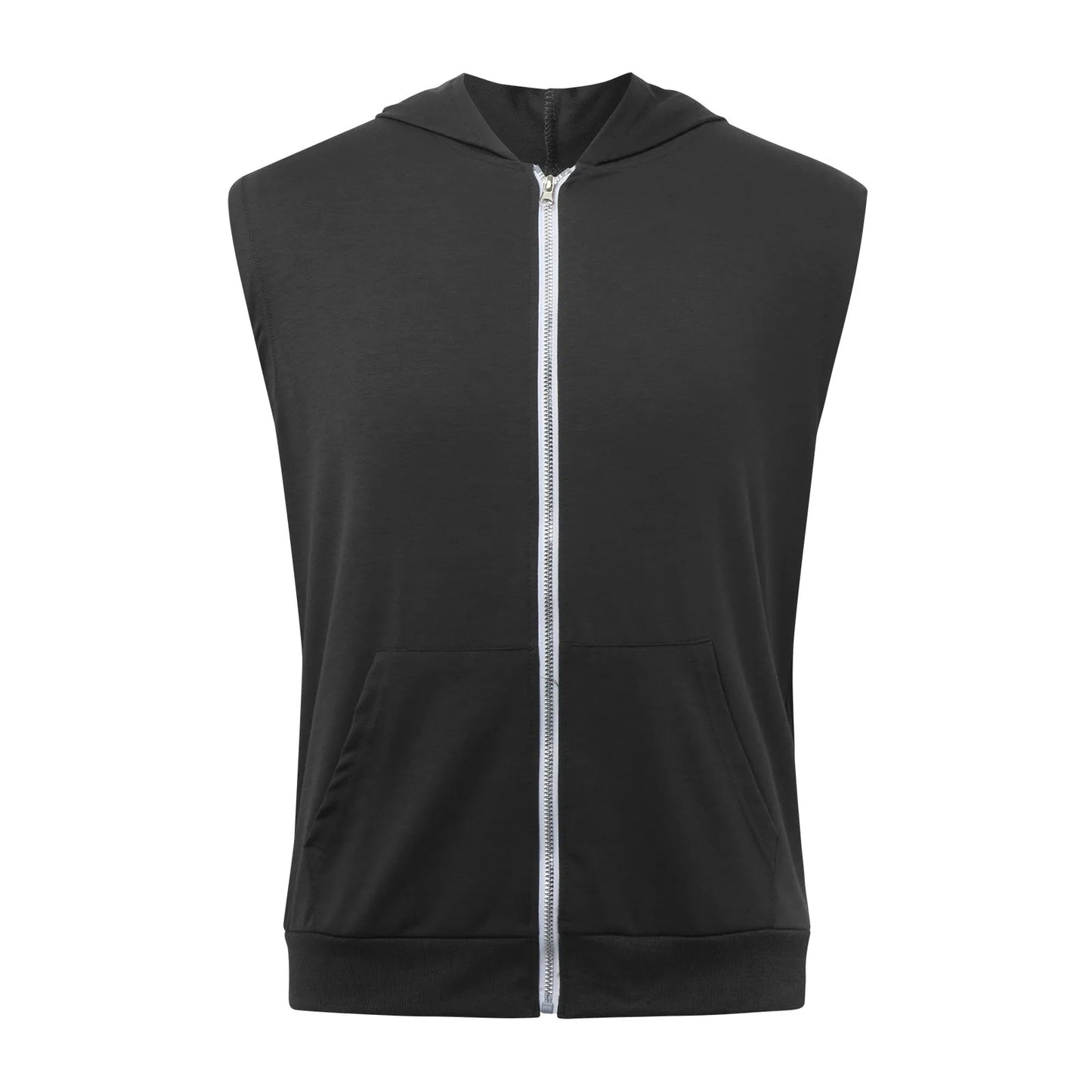 Men's Workout Hooded Tank Tops Zip Up Gym Muscle Tank Top/Summer Bodybuilding Vest Solid Color Tank Top