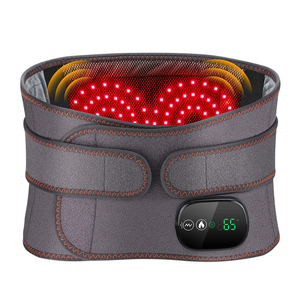 Cordless Heated Waist Massager Belt with Vibration 3-Level Adjustable/Heat & Massage Intensity Rechargeable Lumbar Heating Pad
