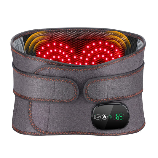 Cordless Heated Waist Massager Belt with Vibration 3-Level Adjustable/Heat & Massage Intensity Rechargeable Lumbar Heating Pad