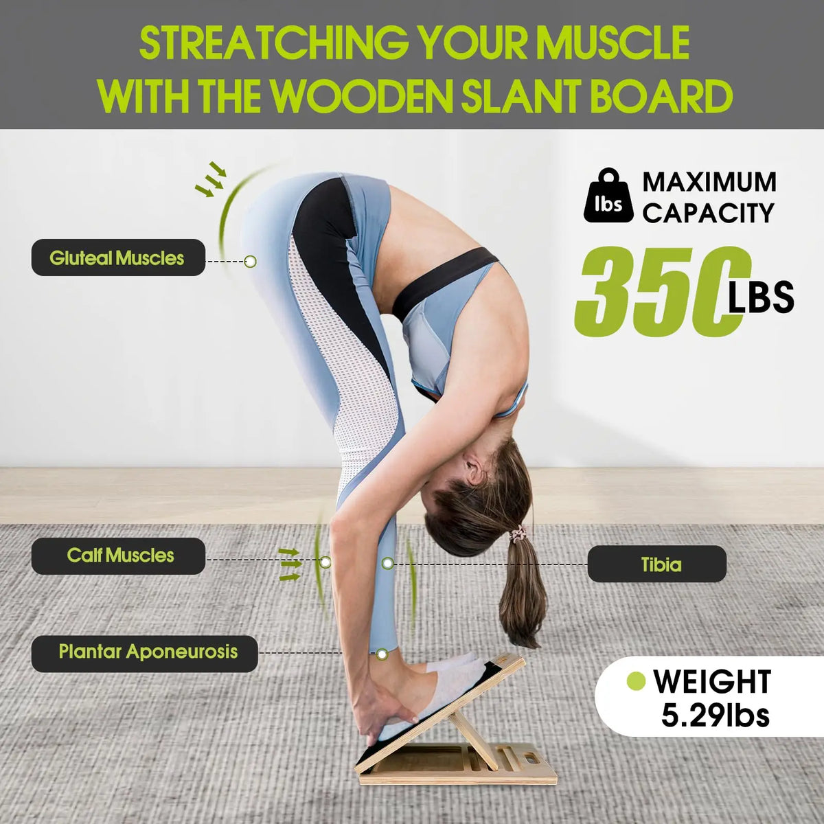 2 in 1 Wooden Balance Board & Calf Stretcher Slant Board/Adjustable Incline Ankle Stretch Board, Anti-Slip Wobble Board Foot Stretch