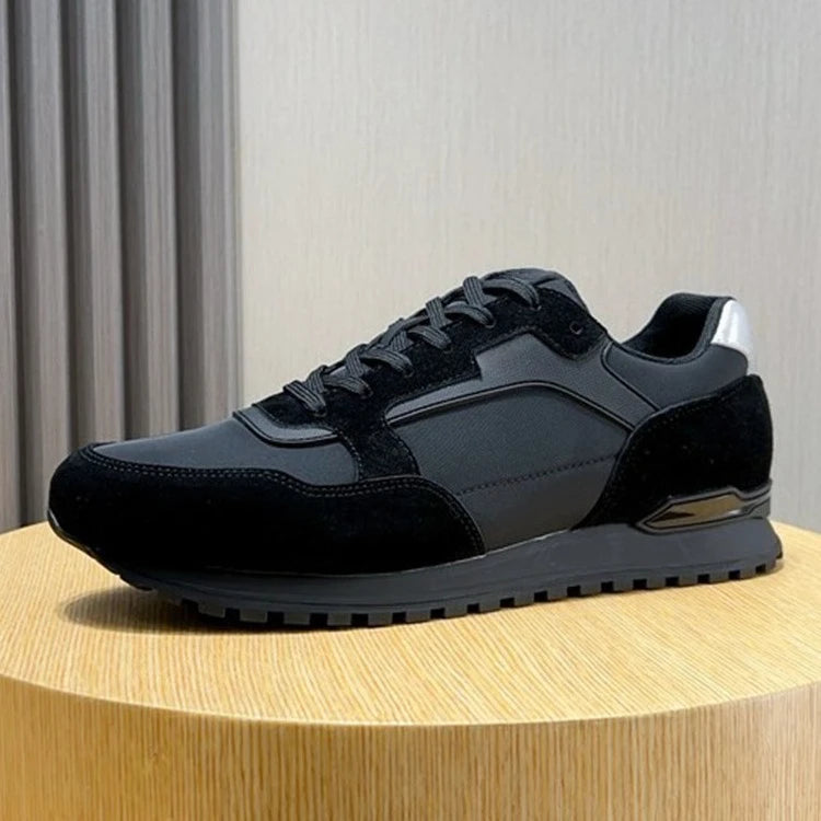 New Men's Casual Sports Sneakers Genuine Leather Patchwork/Fabric Korean Style Versatile Comfort Travel Shoes