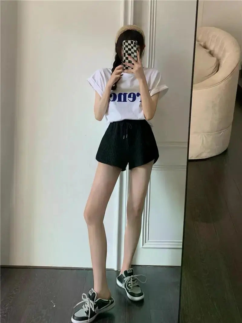 Women Gym Fitness Running Shorts Women's Summer Thin Style Loose/Casual Large Size Wide Leg High Waist A-word Sports Hot Pants
