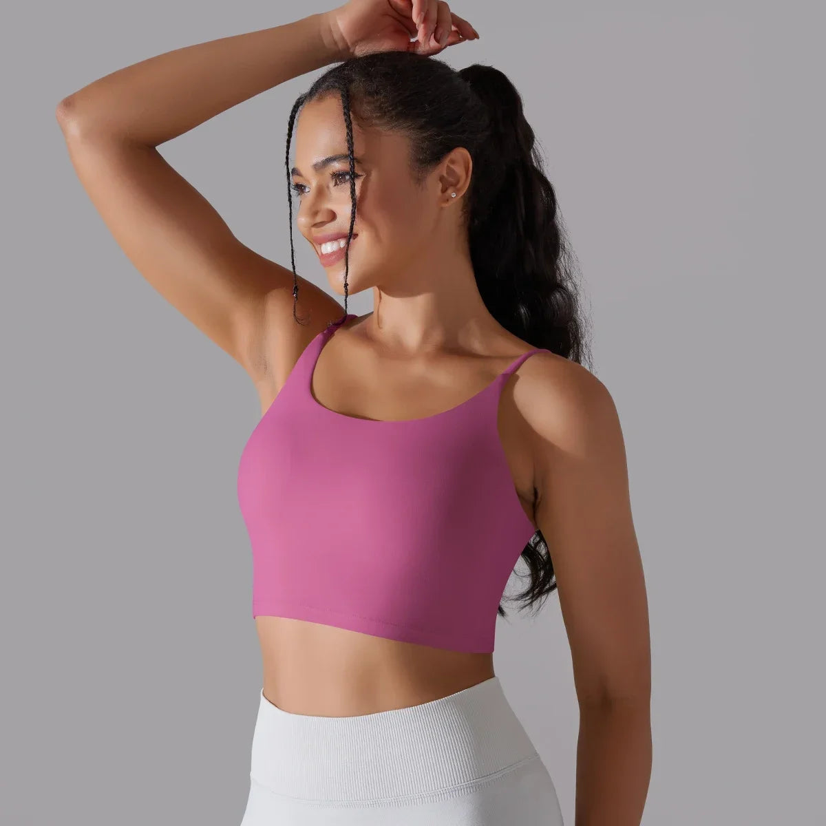 Solid Color Yoga Sports Bra Women Fixed Padded/Slim Gym Fitness Workout Undershirt Top